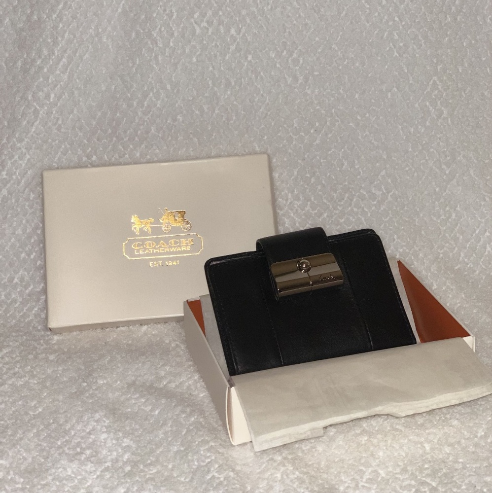 NWT Coach Black Leather Wallet